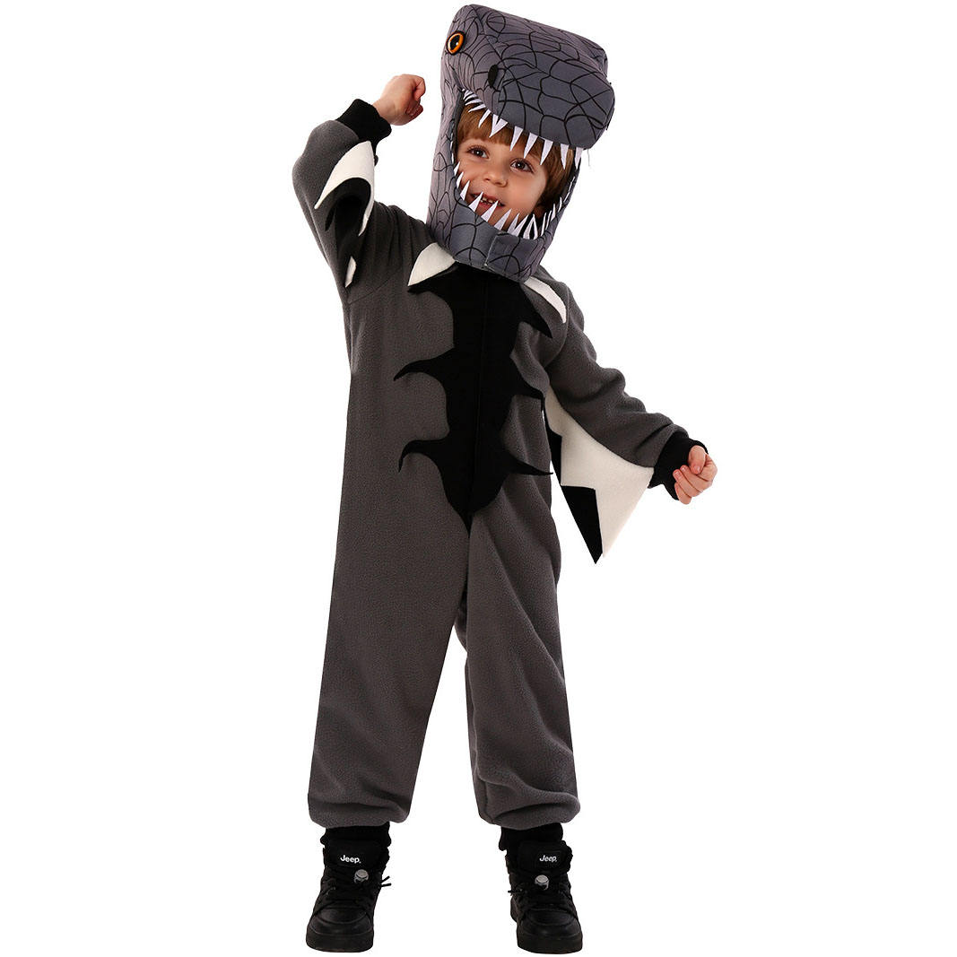 Little Dino Fan's Gray Dinosaur Onesie Costume