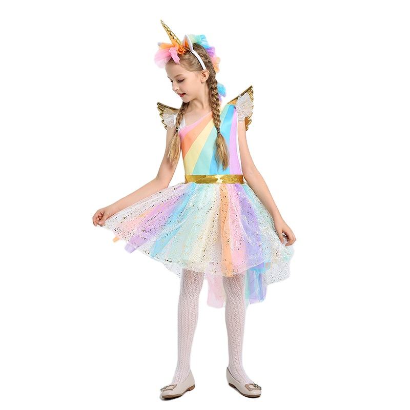 Girls Rainbow Unicorn Costume