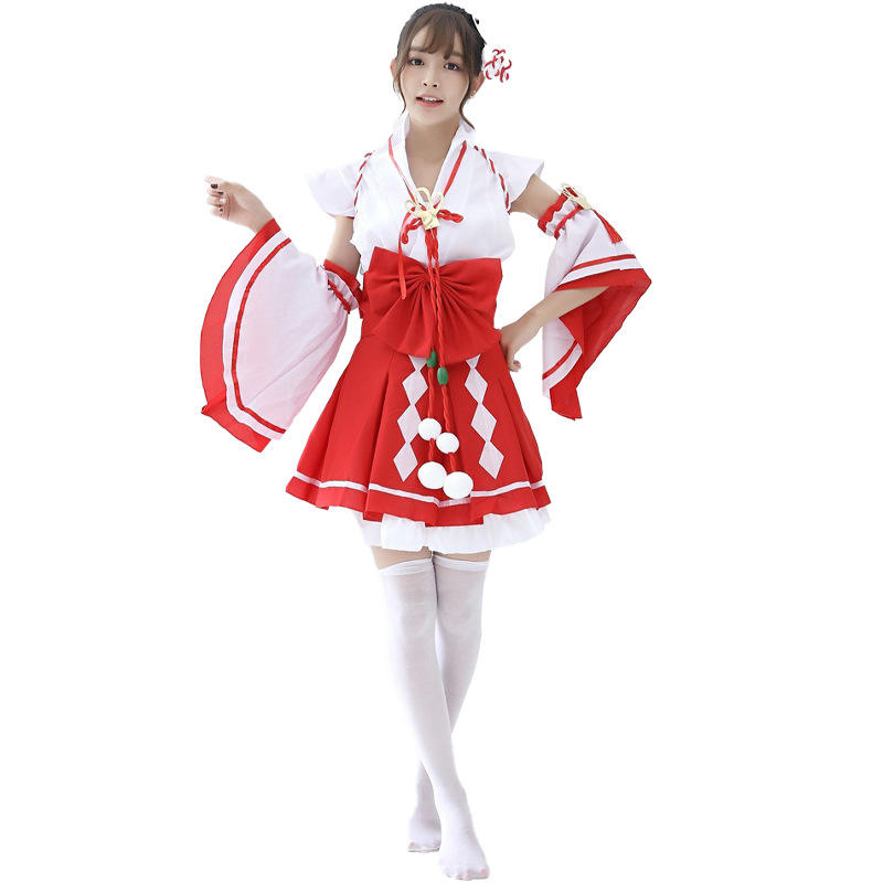 Red White Kimono Cosplay Costume