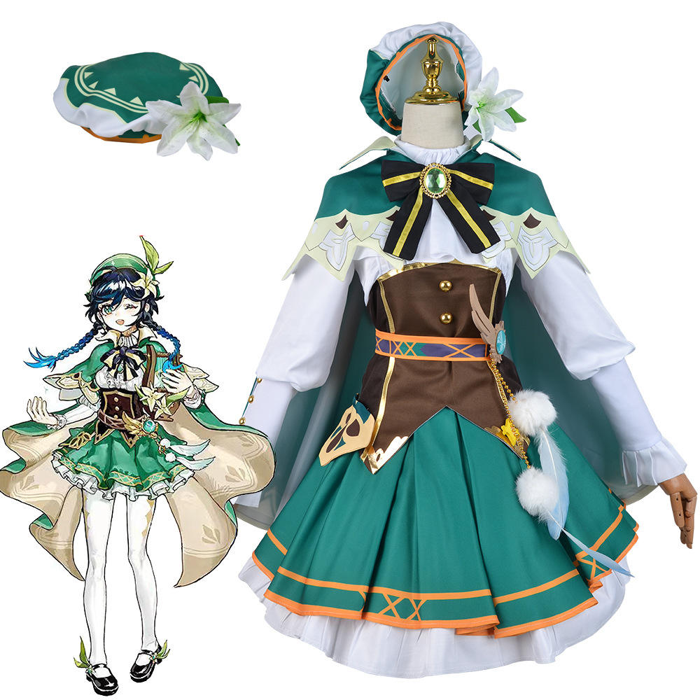 Anime Game Genshin Impact Venti Cosplay Costume