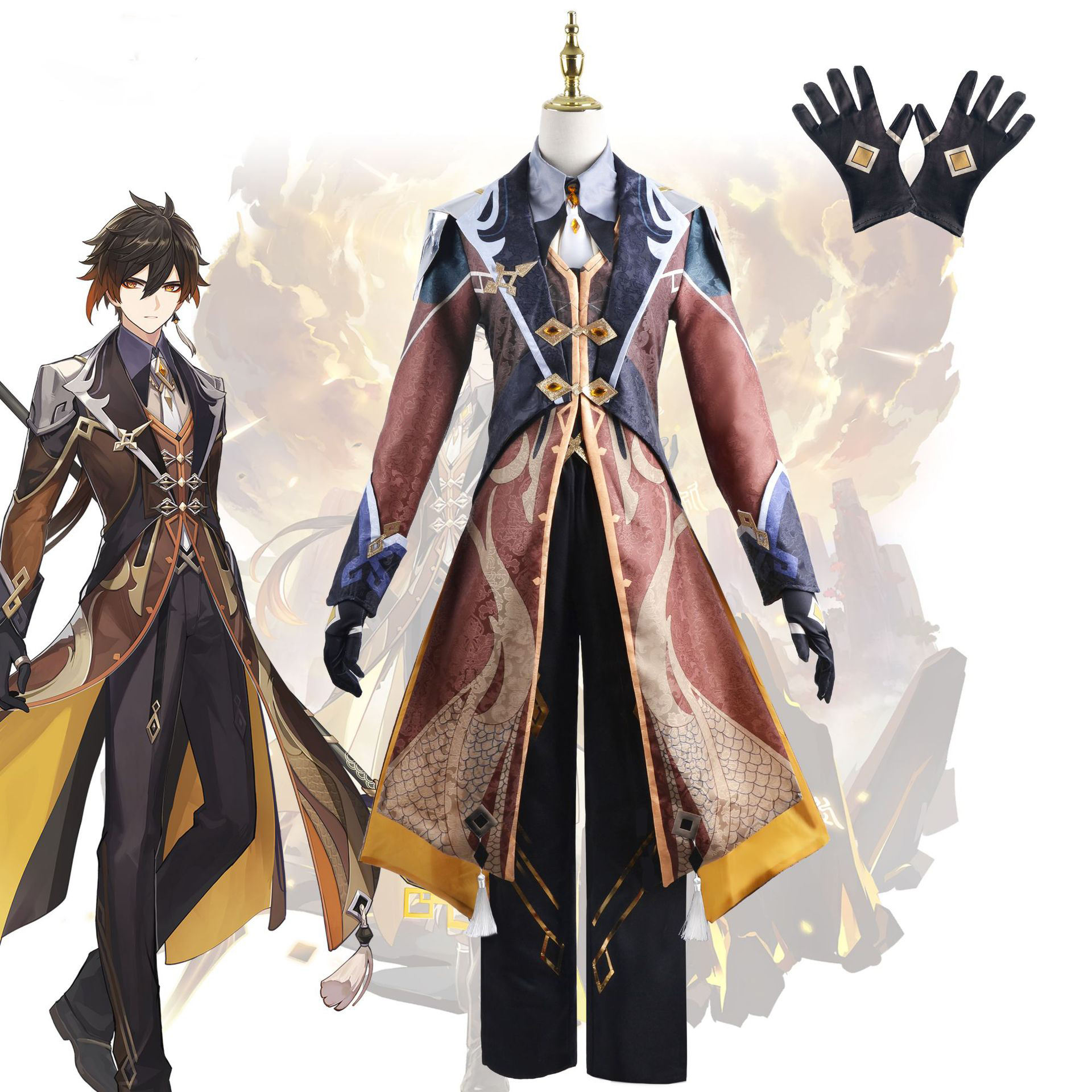 Anime Game Genshin Impact Zhongli Cosplay Costume