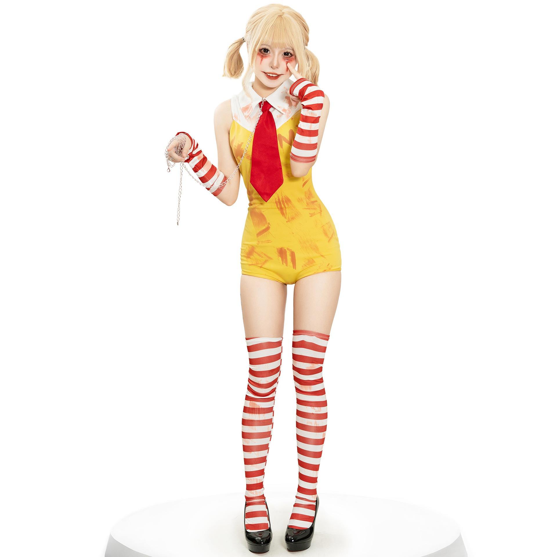 Women Yellow Clown Dress Cosplay Costume