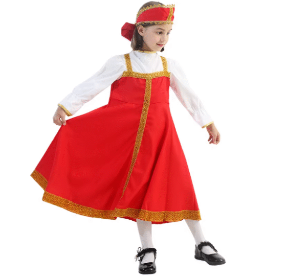 Russian National Girls Costume Red Dress - Image 3