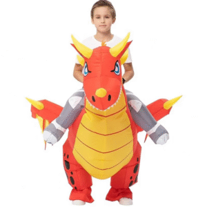 Inflatable Res Fire Riding Dragon Mascot