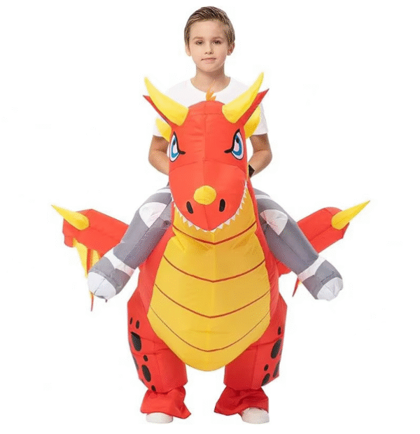 Inflatable Res Fire Riding Dragon Mascot