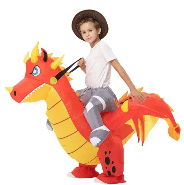 Inflatable Res Fire Riding Dragon Mascot - Image 3