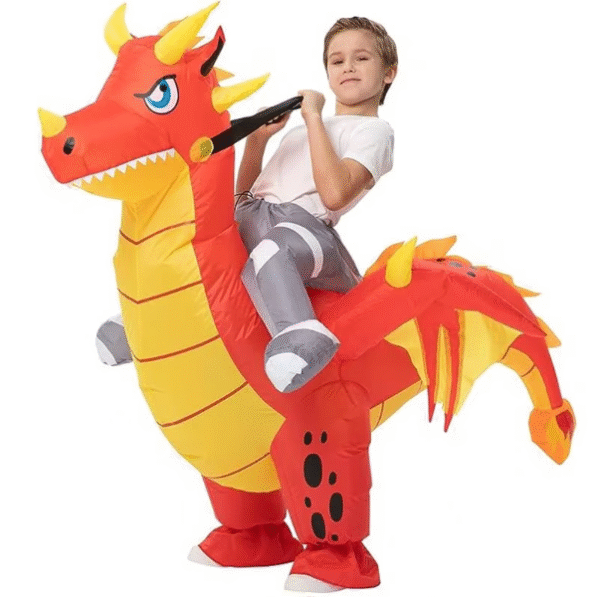 Inflatable Res Fire Riding Dragon Mascot - Image 4