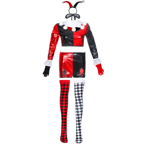 Black Red Grid Evil Clown Costume - Image 2