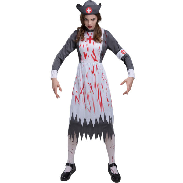 Halloween Horror Print Blood Nurse Suit