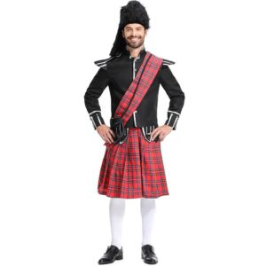 Men's Red Plaid Scottish Costume