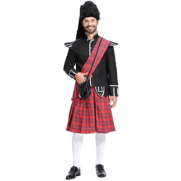 Men's Red Plaid Scottish Costume - Image 2