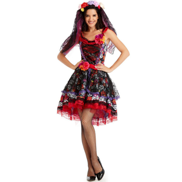 Mexico Day of the Dead Bride Ghost Costume - Image 5