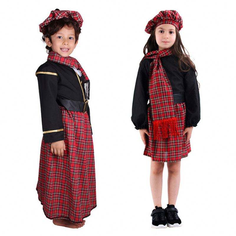 Traditional Red Lattice Children's Scottish Costume