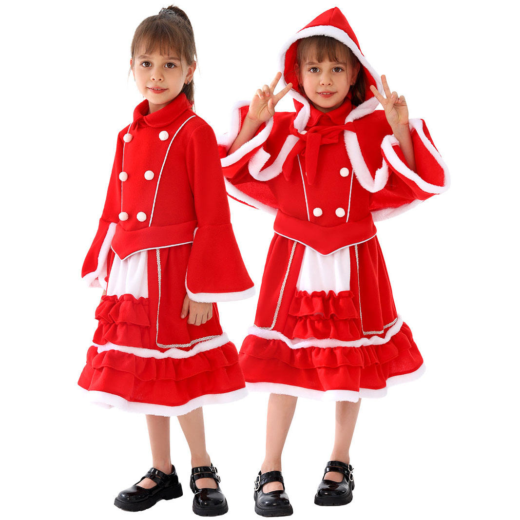 Children Christmas Dress With Cape
