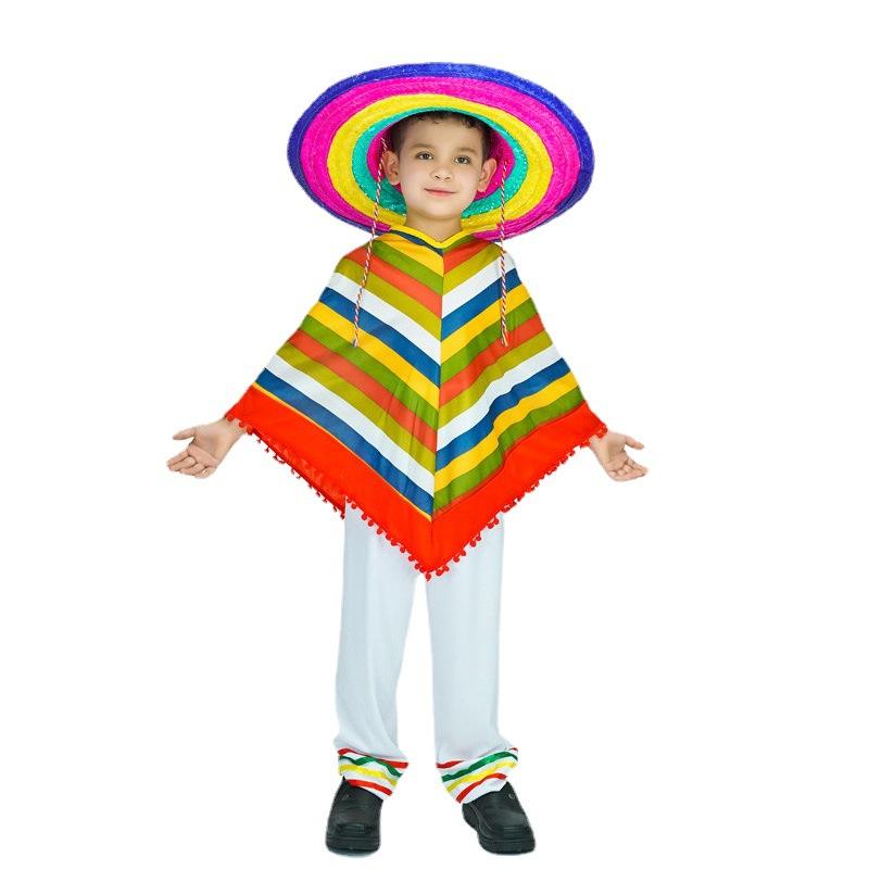Kid Mexican Colored Stripe Cape