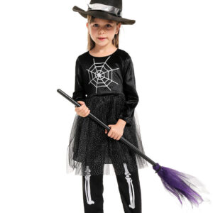 Girl Spider Black Dress Cape Set