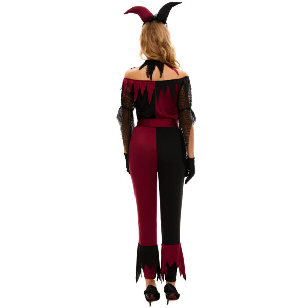 Ladies Halloween Devil Jester Cosplay Costume - Image 5